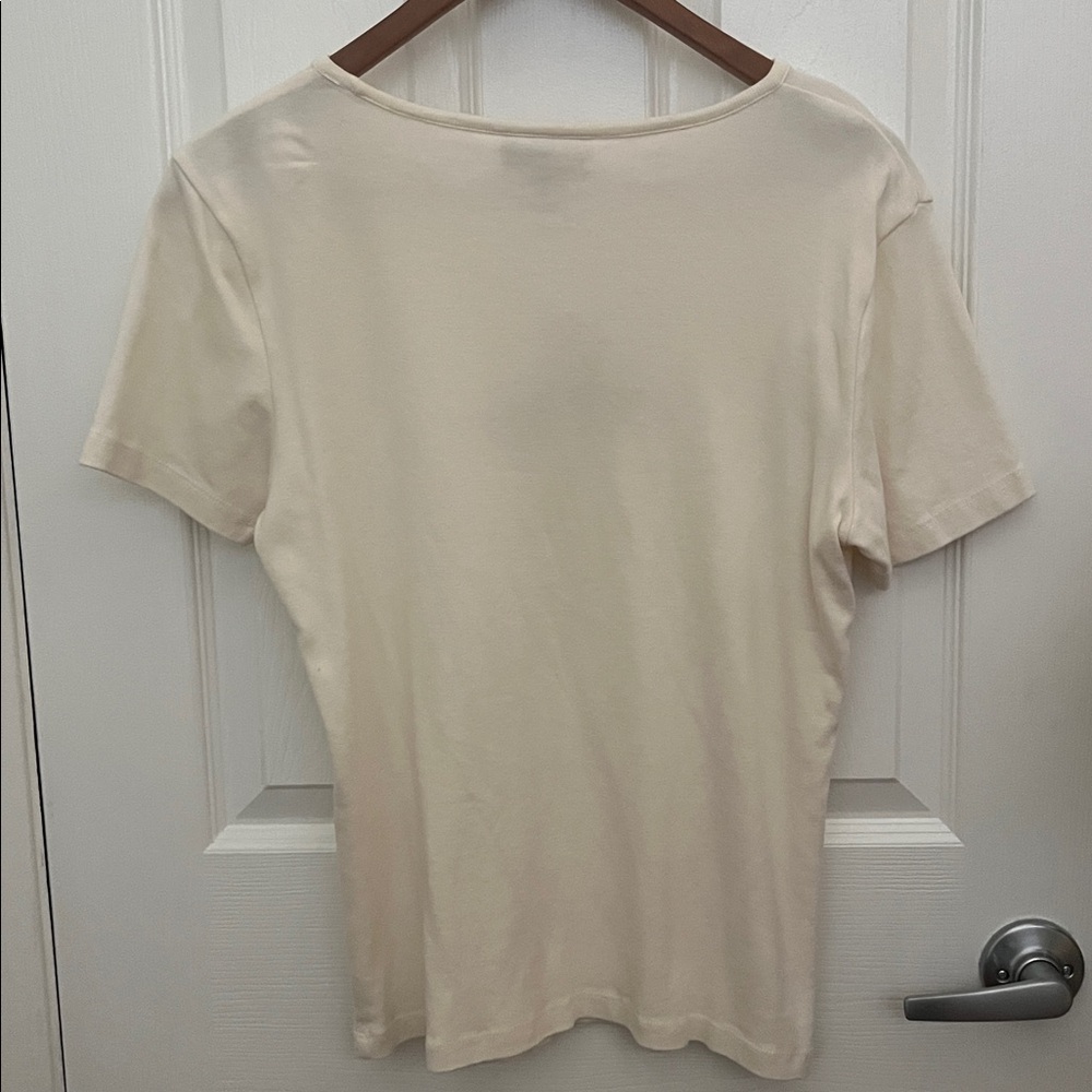 Cream T-Shirt with Butterfly Embroidery 100% cotton - Picture 3 of 4